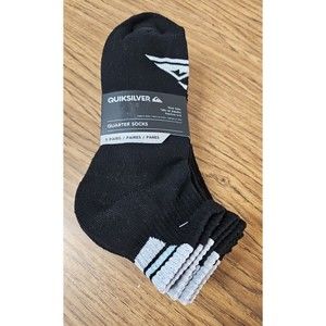 Quiksilver Men's Quarter Socks 5 Pairs Size 6-12 NEW Black Gray
